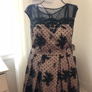 Formal Dress, champagne lining and black overlay